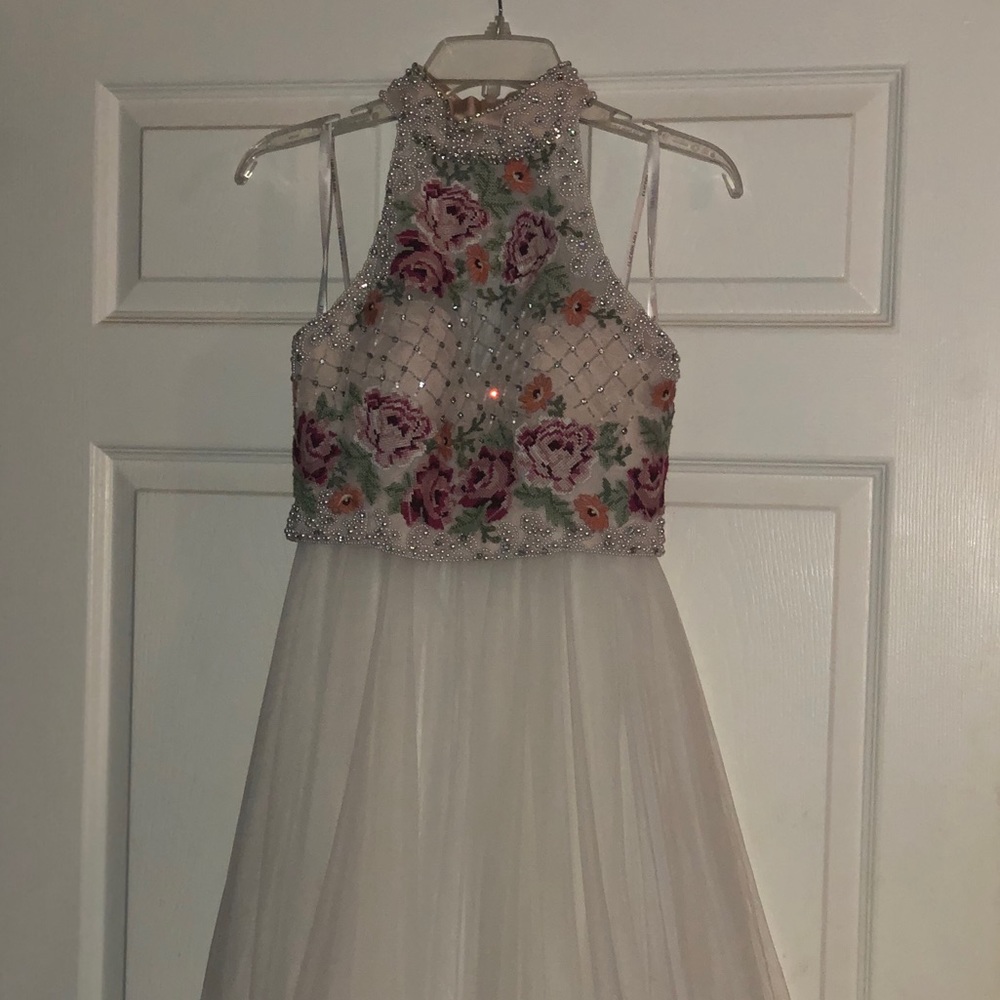 White/Floral Two Piece Sherri Hill Prom Dress